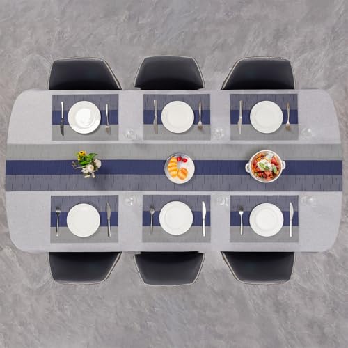 Placemats Set of 4, Vinyl Woven Heat-Resistant Place Mats - color: Blue Gray, size: Set of 4