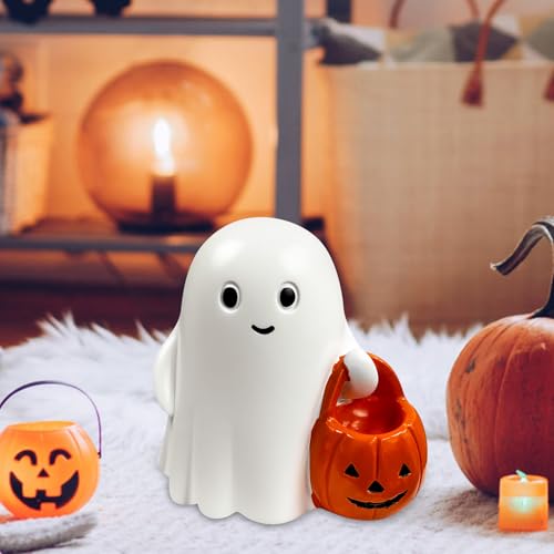 White Decorative Halloween Ghost Figurine (White Pumpkin Ghost) - color: White Pumpkin Ghost