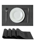 Leetaltree Black Frame Placemats Set of 4 - Heat Resistant Non-Slip Place mats for Dining Table, Washable Durable PVC Vinyl Woven Table Mats（Black Frame, 4） - color: F1- Black Frame, size: Set of 4