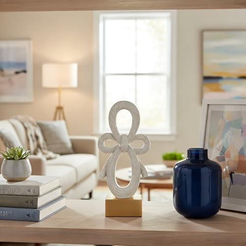 12" Modern Abstract Bowknot Decorative Sculpture, Knot Sculptures,Home Decor,Coffee Table Statues,Shelf Top Decor Aesthetics,Dining Living Room Desk Decor - color: 12.2"light Gray