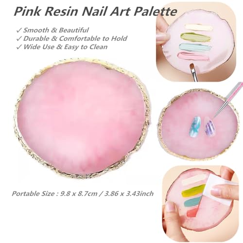 FULINJOY 21Pcs Nail Art Brushes Set - 1 Resin Nail Art Palette, 5 Nail Art Dotting Pens, 15 Nail Art Brushes, Nail Polish Mixing Palette Double-Ended Dotting Pen Nail Liner Brush Nail Drawing Brushes