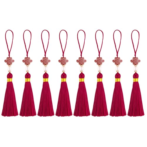 24PCS Chinese Knot Tassel Pendant for Phone Case, Mini Tassels, Wine Red - color: Wine Red 24 Pcs