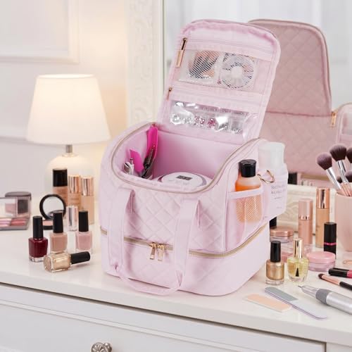 VOFIpremiAm Nail Polish Organizer,Pretty Nail Bag Organizer Case - color: Pale Pink, size: 30 Bottles