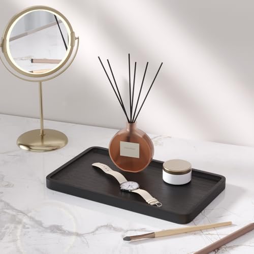 VERTORGAN Bamboo Serving Tray,9.8x5.9 Inch Trays,Home Decor(Black) - color: Black, size: 9.8" x 5.9" x 0.6"