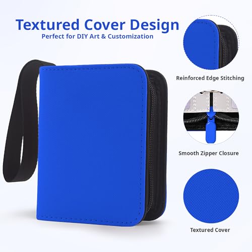 1 Pocket Card Binder with Zipper, 100 Pockets Mini Trading Card Album, Premium PU Leather Single Card Binder, Small Display Folder for TCG & Sports Cards - color: Royal Blue, size: 1-Pocket