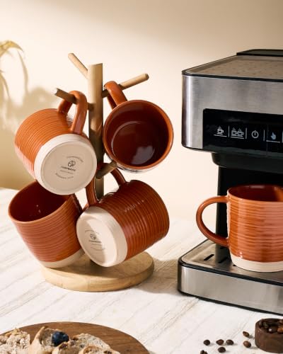 famiware Coffee Mugs Set of 4, 13 oz Mug Set, Ceramic Cup Set with Handle - color: Constellation-Terracotta, size: 4 Count (Pack of 1)