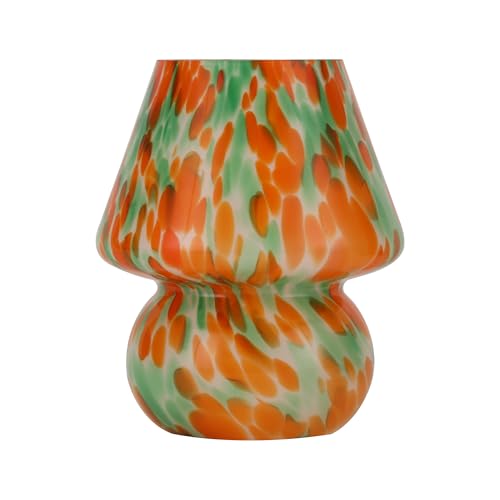 Mushroom Lamp, Green&Orange, Small Glass Bedside Lamp - color: Green&Orange
