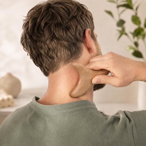 Sandalwood Massage Tools 2 Pcs Triangle Gua Sha Board & Acupressure Stick Ergonomic Massager Wood Stick for Foot, Head, Neck, Hands, Legs
