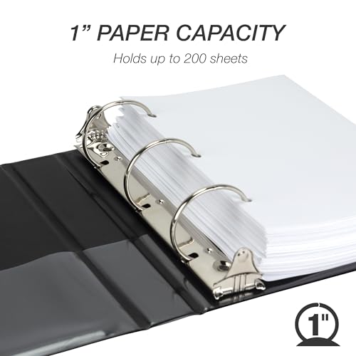 Samsill Economy 1 Inch Mini 3 Ring Binder, Round Ring Binder, Holds 5.5 x 8.5 Inch Documents, Customizable Cover, 1" View, 6-Pack, Black - color: Black, size: 1" View, style: 6-Pack