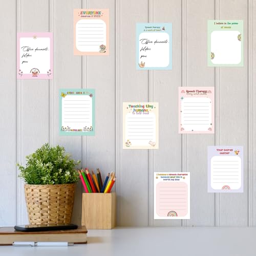 9 Pcs Speech Pathologist Gifts, Cute Speech Language Pathologist Self-Adhesive Notes for Women Man, Motivational SLP Sticky NotePads for Friends Coworkers Office Supplies - color: Slp a
