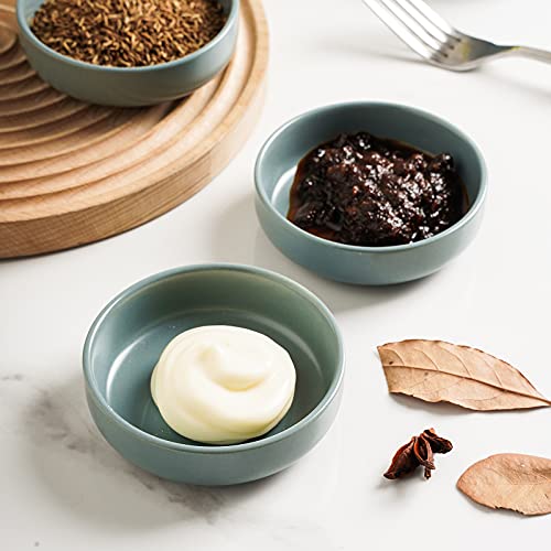 Selamica Ceramic 3.3 Inch Soy Sauce Dish Dipping Bowls Side Dishes Small Appetizer Pinch Bowls for Condiments, Sushi, Ketchup, BBQ-Set of 6 (Matte Blue) - color: Matte Blue, size: 3.3 Inch, Set of 6