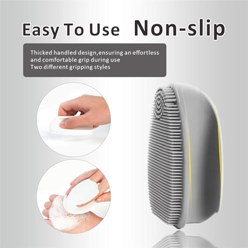 Silicone Face Scrubber,2 Pack Face Scrubber for Women Men, Manual Face Exfoliator Brushes Scrubber,Facial Cleansing Brush for Exfoliating Blackhead Remover Acne Pore Cleansing Massaging - color: 3rd-grey+white