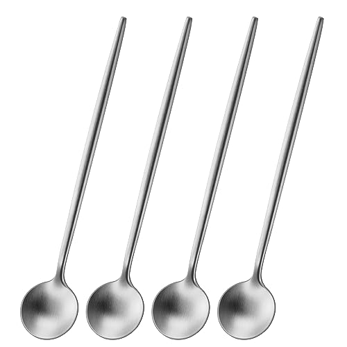 DEHOV 6.7 Inches Coffee Spoons Set,4 Pieces Stainless Steel 18/10 Iced Tea Spoon,Long Handle Coffee Stirring Spoons,Durable Teaspoons,Dishwasher Safe Tea Spoon For Dessert - color: Silver, size: 6.7 Inch
