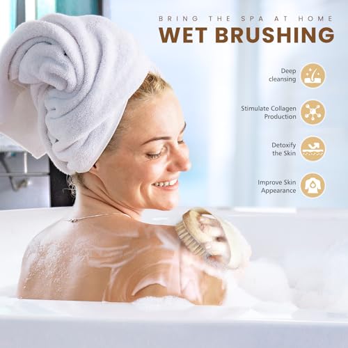 POPCHOSE Dry Brush for Lymphatic Drainage, Dry Brushing Body Brush - size: 1 Count (Boar Bristles)