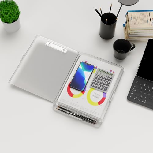 Hongri Clipboard with Storage with Pencil Case, 8.5 x 11 Storage Clip Board - color: Translucent