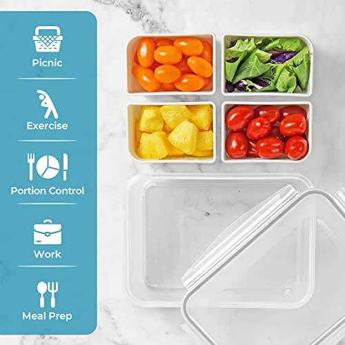 carrotez 4 Compartment Food Container - 6.3 Cup (1500ml) - color: White, size: 4 Compartment (6.3 Cup)