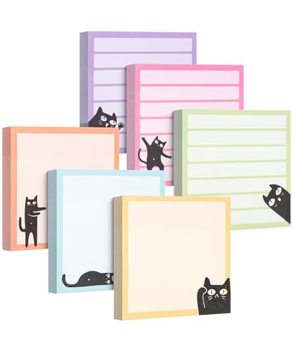 Mr. Pen- Black Cat Sticky Notes Set, 3" x 3", 6 Pads, 480 Sheets | Black Cat Sticky Notes, Memo Pads, Self-Stick Note Pad for Office, School, Home, Study & Organization - color: Multicolor, size: 6 Pads