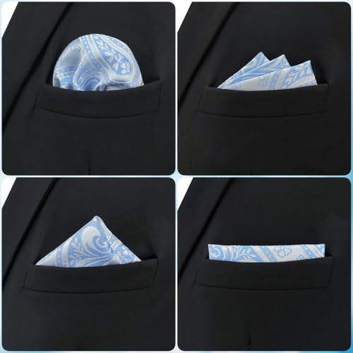 S&W SHLAX&WING Mens Pocket Square Paisley Multicolor Large for Business Wedding - color: Ch9