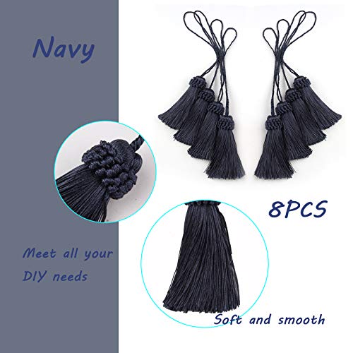 8PCS Tassel Key Colorful Tassel for Cord Loop,Handmade Tassels - color: Navy