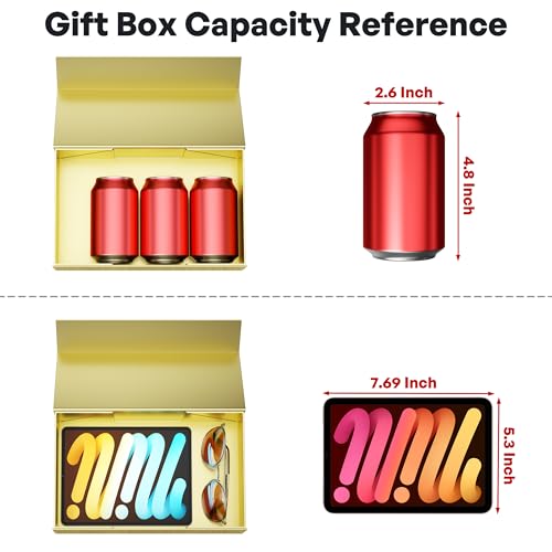 RYDDOY Gold Gift Box, 9.5x6x3'' Gift Boxes with Lids for Presents - color: Gold, size: 9.5 x 6 x 3 Inch