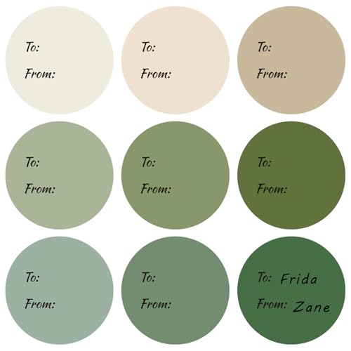Whaline 315Pcs Sage Green Nude Gift Tag Sticker to and from Present Sticker 2.5 Inch Gradient Green Self-Adhesive Blank Name Labels 9 Color Paper Decal Gift Tags for One Lucky Duck Party Favor - color: Sage Green Nude