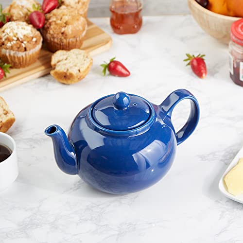 RSVP International Stoneware Teapot Collection, Microwave and Dishwasher Safe, 42 oz, Light Blue - color: Light Blue, size: 42 oz