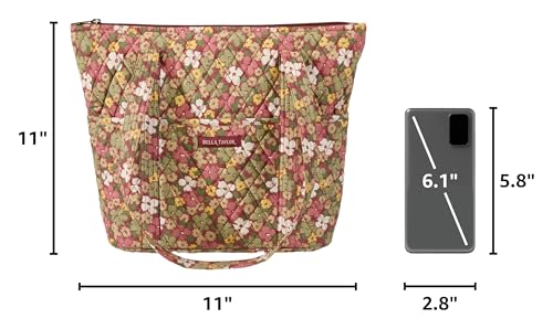 Bella Taylor Stride Tote, Quilted Shoulder Bag for Women - color: Autumn Garden