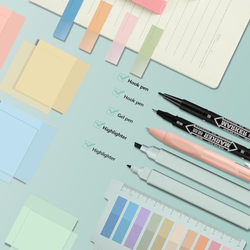 Jutom 38 Pcs Book Annotation Kit for Bible Study, Classic Color, Square - color: Classic Color