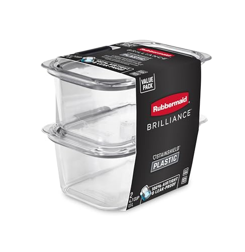 Rubbermaid Brilliance BPA-Free Food Storage Containers, Medium Deep, 4.7 Cup, 2-Pack, Airtight & Leak-Proof, Microwave & Dishwasher Safe - size: 4.7 cup (4-Piece)