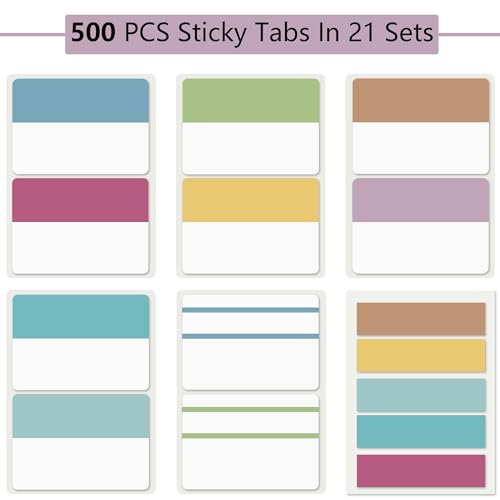 ELII 500 PCS Sticky Index Tabs 2 Inch Book Tabs,Clear Sticky Notes - color: Muse, size: 500