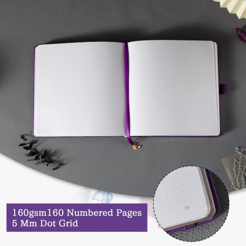 TIEFOSSI Dotted Square Journal Notebook 160 Pages for Women & Men(8 x 8) - color: Deep Purple, size: Square-Dotted