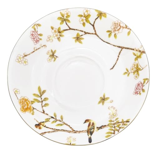 Tea Cups and Saucers, 6.7 OZ Floral bone china Coffee Cup Set with Spoon, Vintage Garden Teacups with Gold Trim, Tea Cups in a Reusable Handmade Gift Box with Ribbon elegant design ﻿ (Camellia flower) - color: Camellia flower