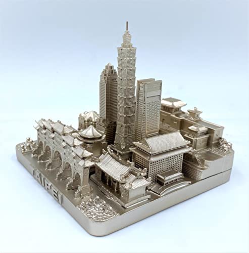 ZIZO Modern The World Landmarks Model Buildings City Skyline Statue for Home Decor for Boy Friends Gold 4" (Taipei) - color: Taipei