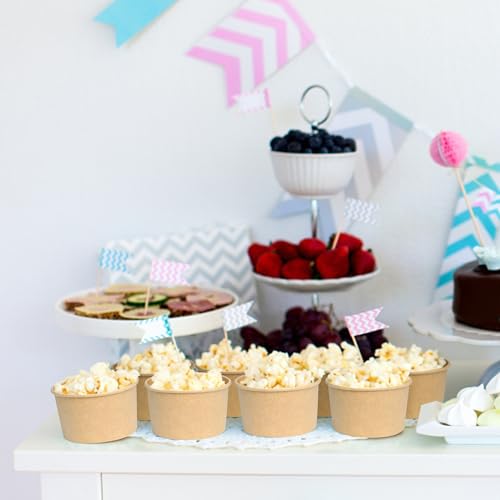 ESSENTIAL Paper Ice Cream Cups with Lids, 50 Pcs 8oz Paper Snack Bowls - size: 8oz-50 Pcs with Lids