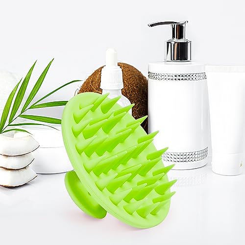 Meartchy Silicone Scalp Massager Shampoo Brush, Scalp Brush for Hair Growth & Dandruff Removal, Hair Scrubber Scalp Stimulator Exfoliator Brush with Soft Bristles for Wet Dry Scalp Care (Green) - color: Green