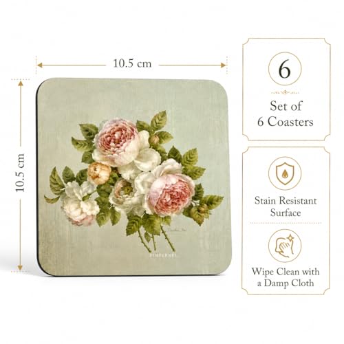 Pimpernel Coasters One Size Multicolor - size: 4" x 4" Square, style: Antique Roses