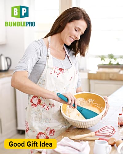BUNDLEPRO Silicone Cooking Spoons for Nonstick Cookware, One-Piece, 2 Pack - color: Blue