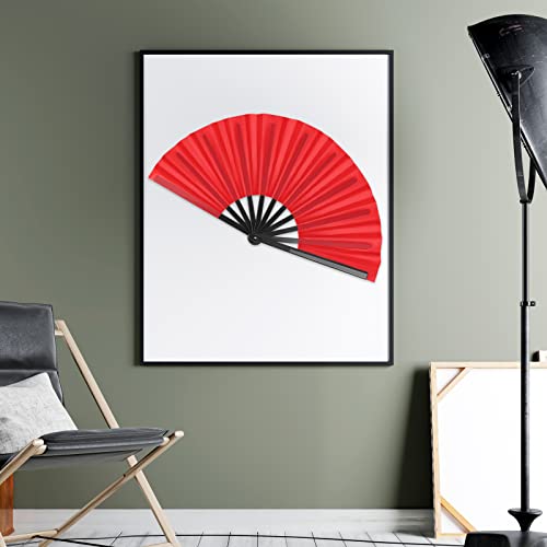 Aodaer 4 Pack Large Silk Folding Fans - Handheld Fans for Men and Women, Red - color: Red