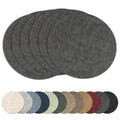 13" Round Placemats Set of 6, Reversible Faux Leather Wipeable Table Mats - color: Deep Gray