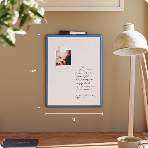 U Brands Dry Erase Whiteboard, 11" x 14", Small Whiteboard, Blue Frame - color: Blue