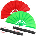 Maitys 2 Packs Large Folding Hand Fans, 13'', Green and Red - color: Green and Red