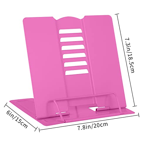 MSDADA Desk Book Stand Metal Reading Rest Book Holder Adjustable Cookbook Documents Holder Bookstands for Recipes Textbooks Tablet Music Books Birthday Gifts for Teachers, Boys and Girls (Rose Red) - color: Rose Red