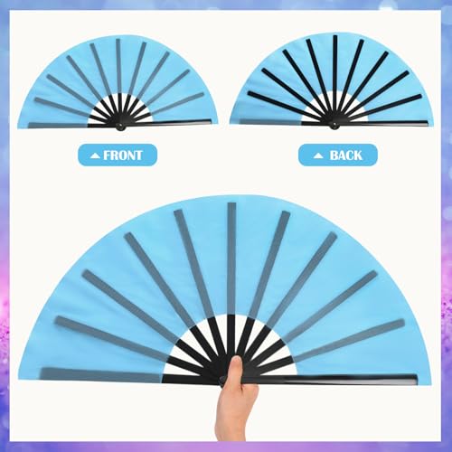 Maitys 2 Packs Large Folding Hand Fans, 13'', Purple and Light Blue - color: Purple and Light Blue