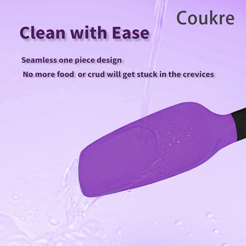 Coukre Silicone Spatula Set of 5,High Temperature Resistant, Food Grade Silicone, Dishwasher Safe, for Baking, Cooking (Purple Black) - color: Purple Black