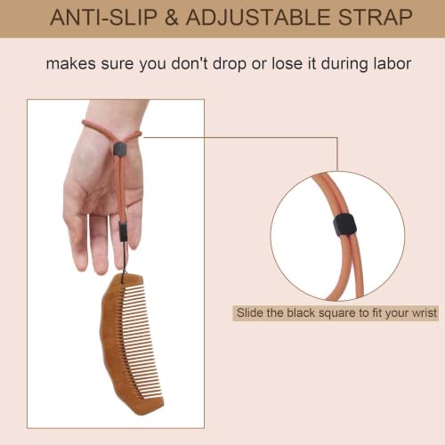 Labor Comb for Pain Relief, Wooden Birth Comb with Wrist Strap