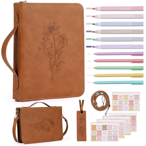 Justforjoyful Floral Brown Bible Cover Case Journaling Kit