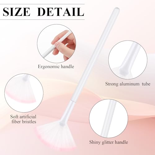 Maitys 9 Pieces Facial Fan Mask Brushes, White Pink - color: White Pink