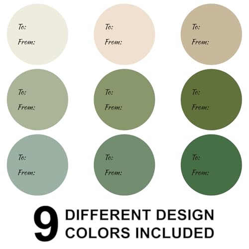 Whaline 315Pcs Sage Green Nude Gift Tag Sticker to and from Present Sticker 2.5 Inch Gradient Green Self-Adhesive Blank Name Labels 9 Color Paper Decal Gift Tags for One Lucky Duck Party Favor - color: Sage Green Nude