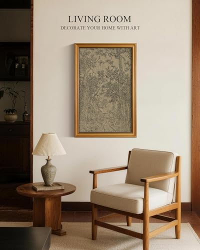 HUARCEY Gold Framed Canvas Wall Art, Antique Landscape Sketch, 16x24 Inch - color: Landscape Sketch, size: 24"L x 16"W