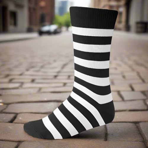 tiemart Men's Socks, Fits Men's Shoe Sizes 8-12 - color: Black and White Striped